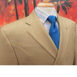 44 R- ARNOLD BRANT 100% WOOL SPORT COAT GOLDEN BROWN & BLUE